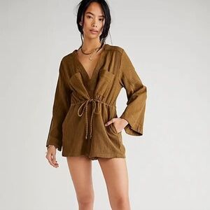 NWOT Free People Summer Solstice Washed Shortall Romper